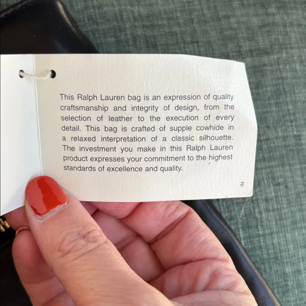 RALPH LAUREN Vintage Leather Black Bucket Shoulder Bag Black w/ Gold Accents NWT - Picture 5 of 12